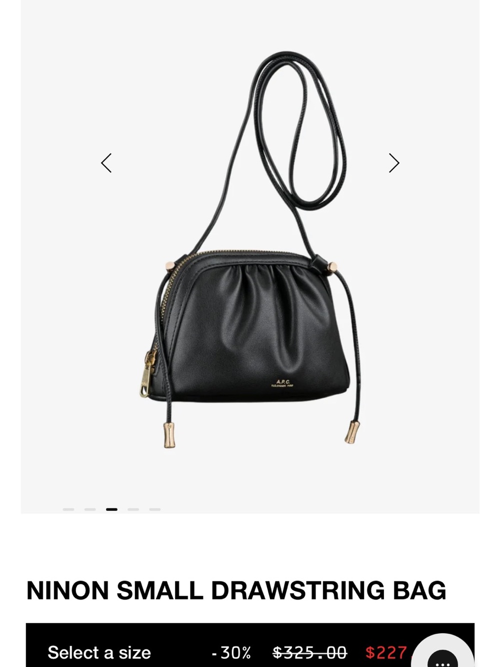 A.P.C. Black Ninon Small Drawstring Crossbody Bag